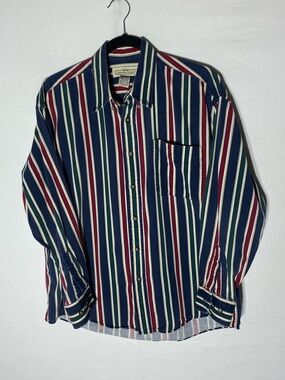 Vintage 90s Natural Issue Multicolour Striped Button Up Shirt M Dadcore Academia